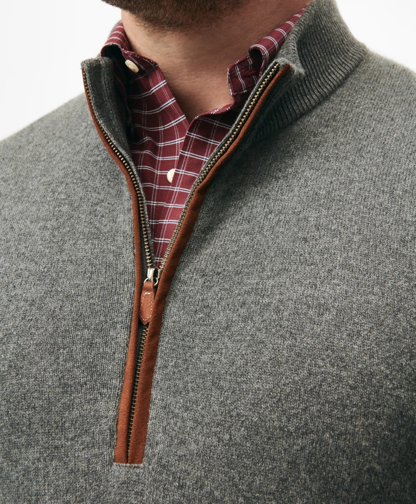 Big & Tall 3-Ply Cashmere Half-Zip Sweater, image 3