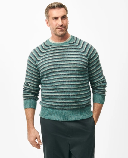 Big & Tall Crewneck Sweater in Striped Brush Wool, image 1