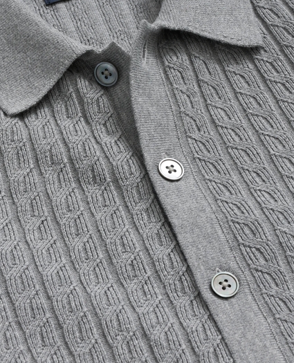 Mini-Cable Knit Polo Cardigan, Big & Tall, image 2