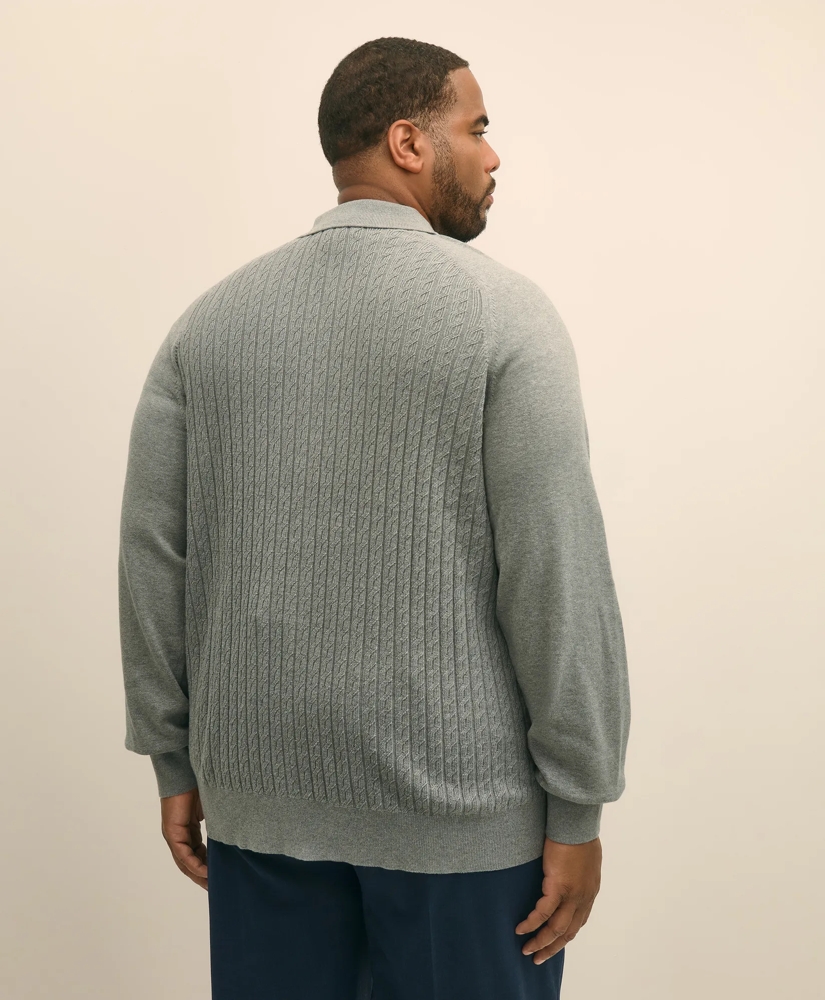 Mini-Cable Knit Polo Cardigan, Big & Tall, image 4