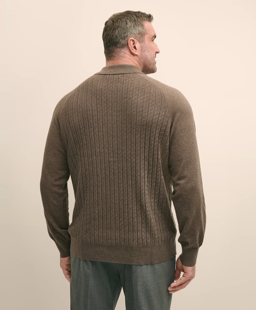 Mini-Cable Knit Polo Cardigan, Big & Tall, image 4