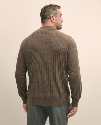 Mini-Cable Knit Polo Cardigan, Big & Tall, image 4