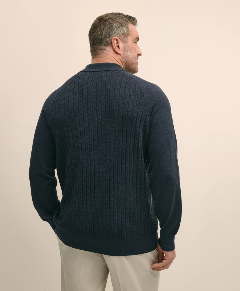 Mini-Cable Knit Polo Cardigan, Big & Tall, image 4