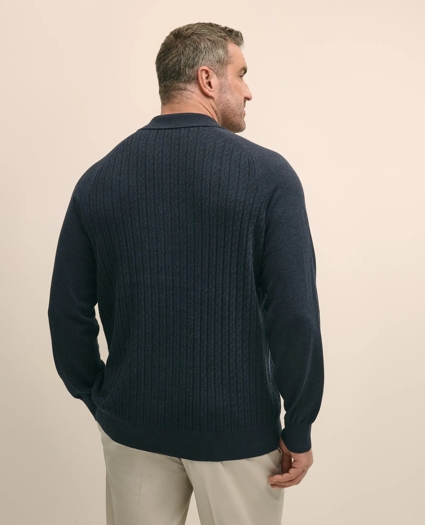 Mini-Cable Knit Polo Cardigan, Big & Tall, image 4