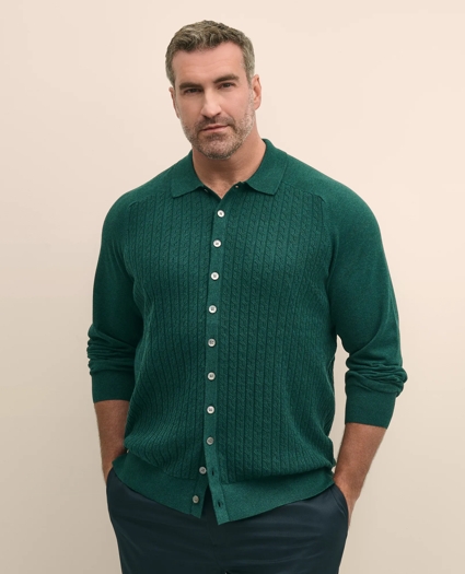 Mini-Cable Knit Polo Cardigan, Big & Tall, image 1