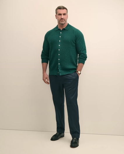 Mini-Cable Knit Polo Cardigan, Big & Tall, image 2