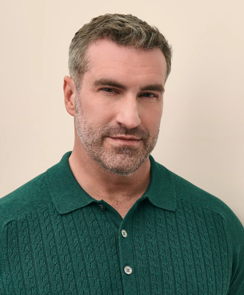 Mini-Cable Knit Polo Cardigan, Big & Tall, image 3