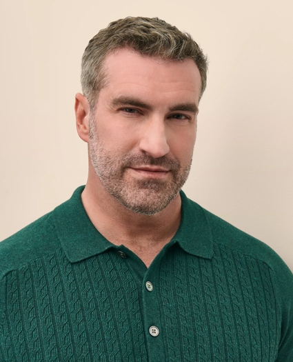 Mini-Cable Knit Polo Cardigan, Big & Tall, image 3