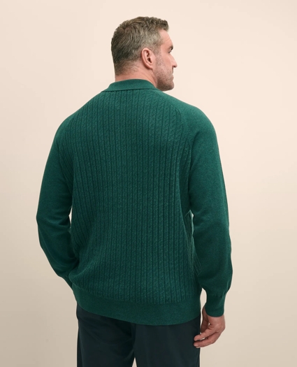 Mini-Cable Knit Polo Cardigan, Big & Tall, image 4