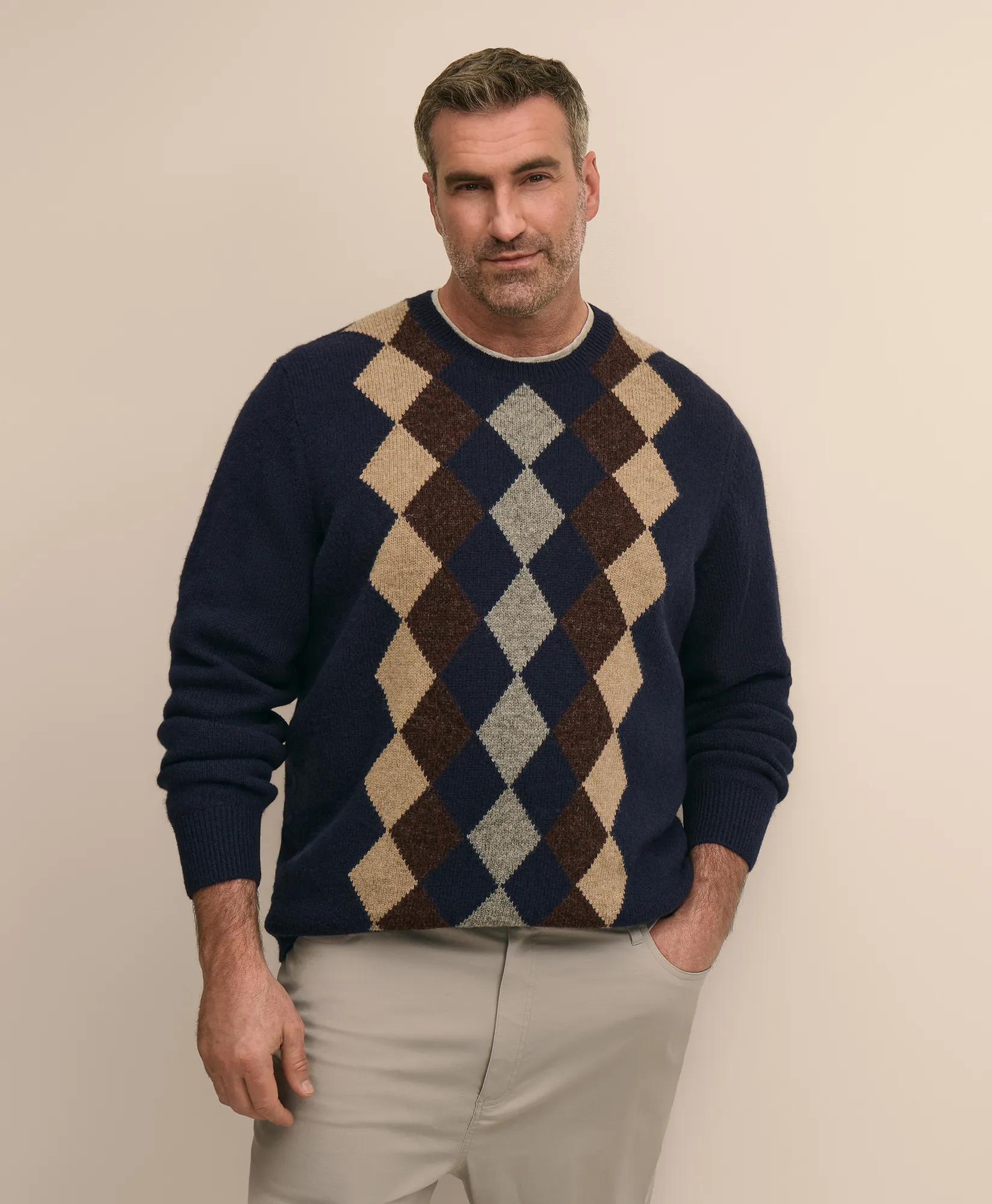 Big & Tall Wool Argyle Sweater, image 1