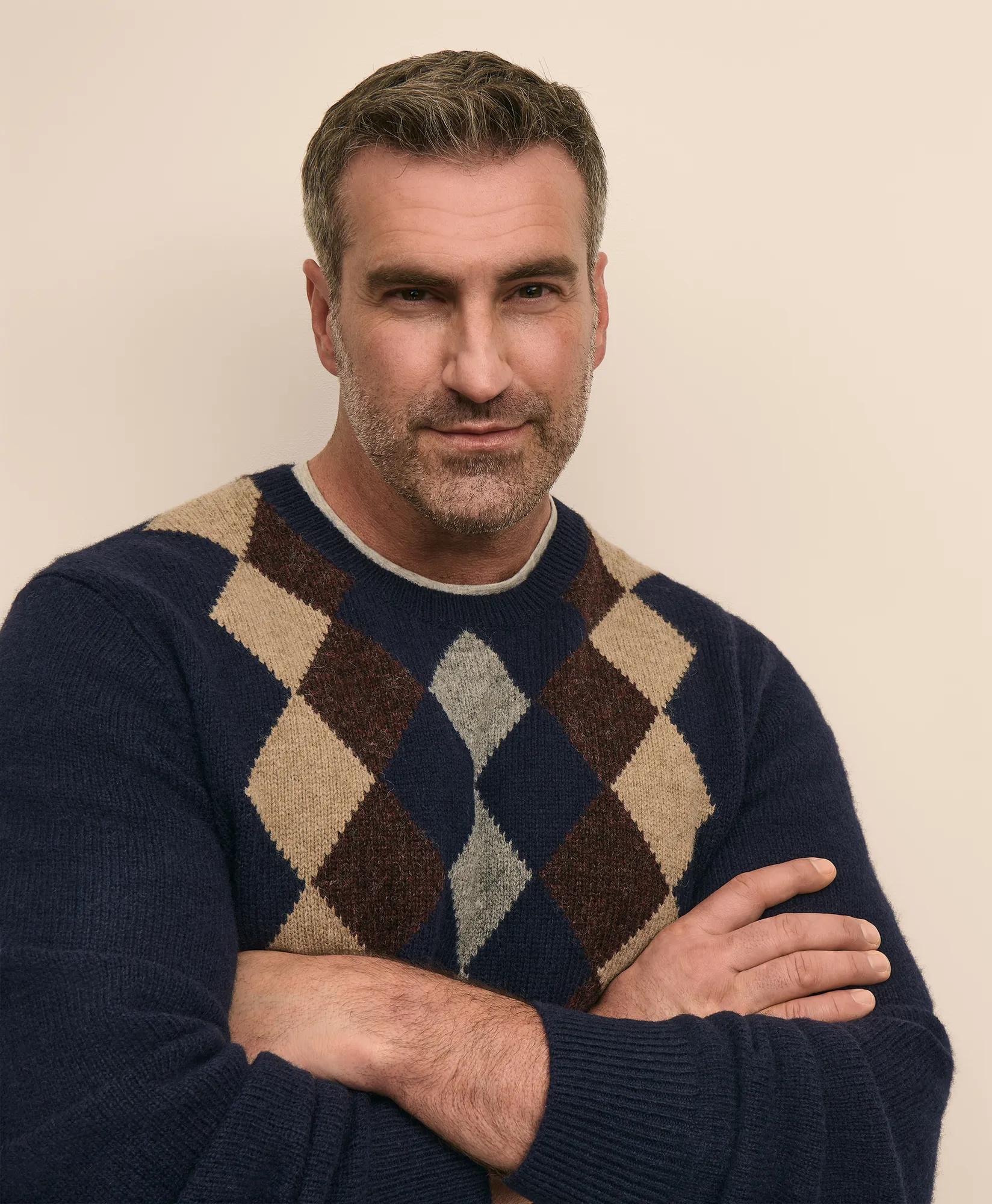 Big & Tall Wool Argyle Sweater, image 2